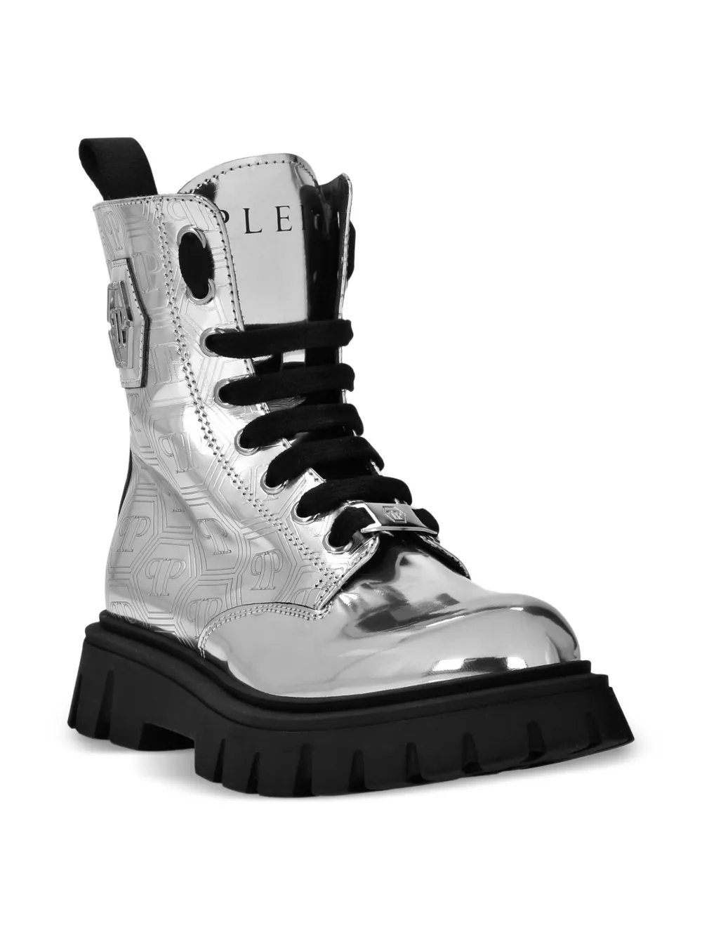 Philipp Plein Junior Stivali con monogramma - Argento