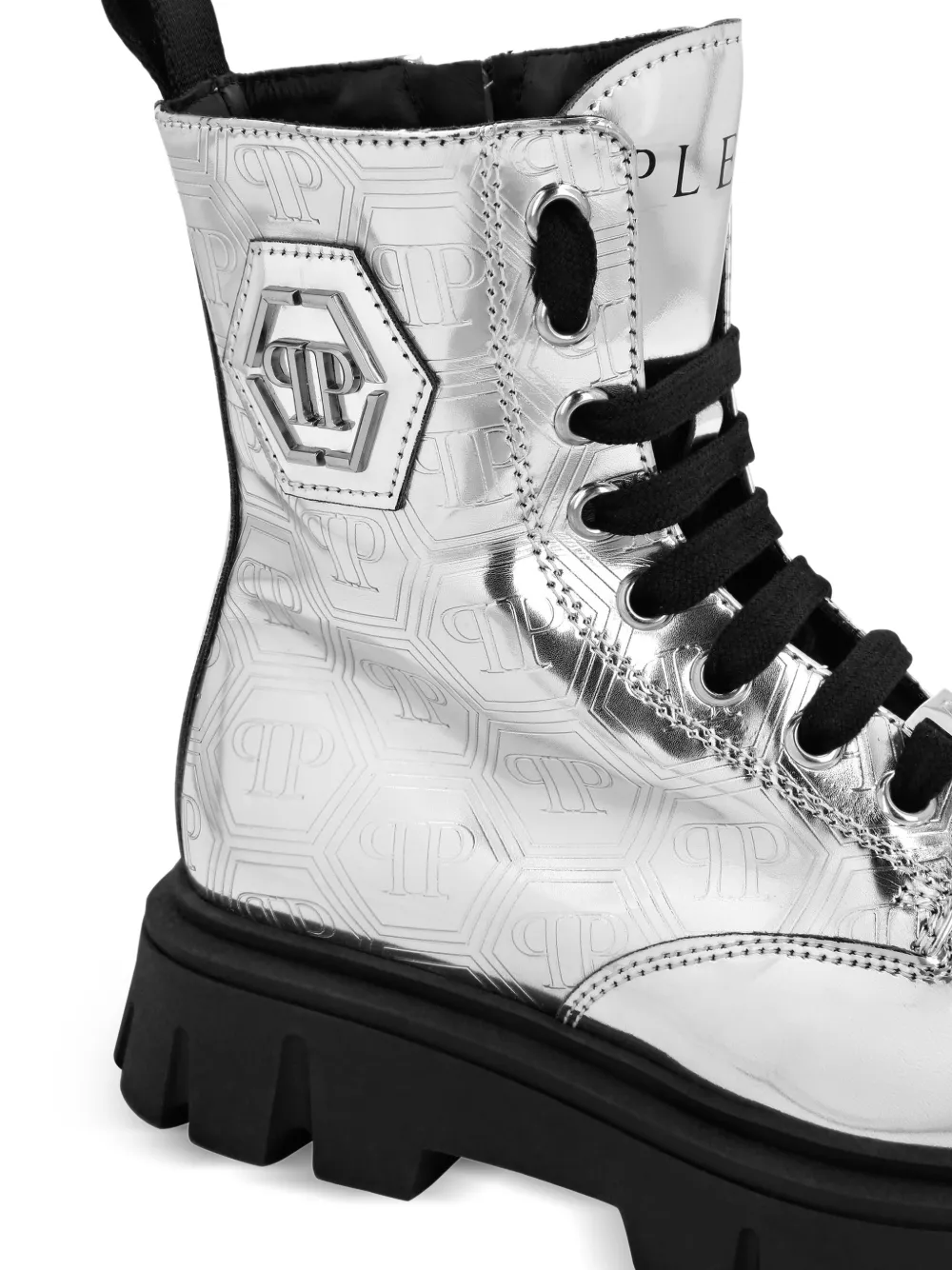 Philipp Plein Junior Hexagon laarzen met monogram Zilver