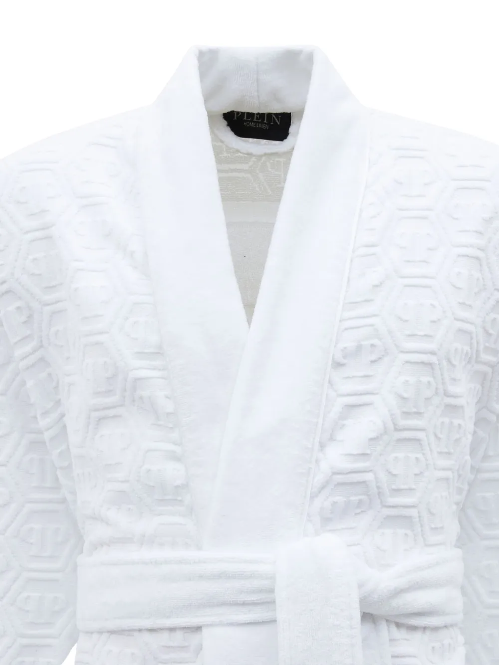  Philipp Plein Kimono Hexagon Bath Robe - White 