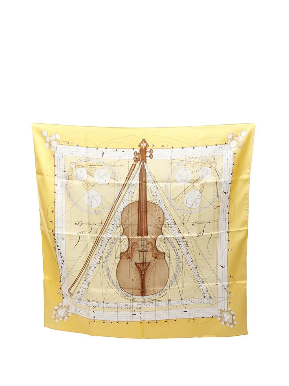 Hermès Pre-Owned Foulard 90 La Musique des Spheres in seta XX secolo - Giallo