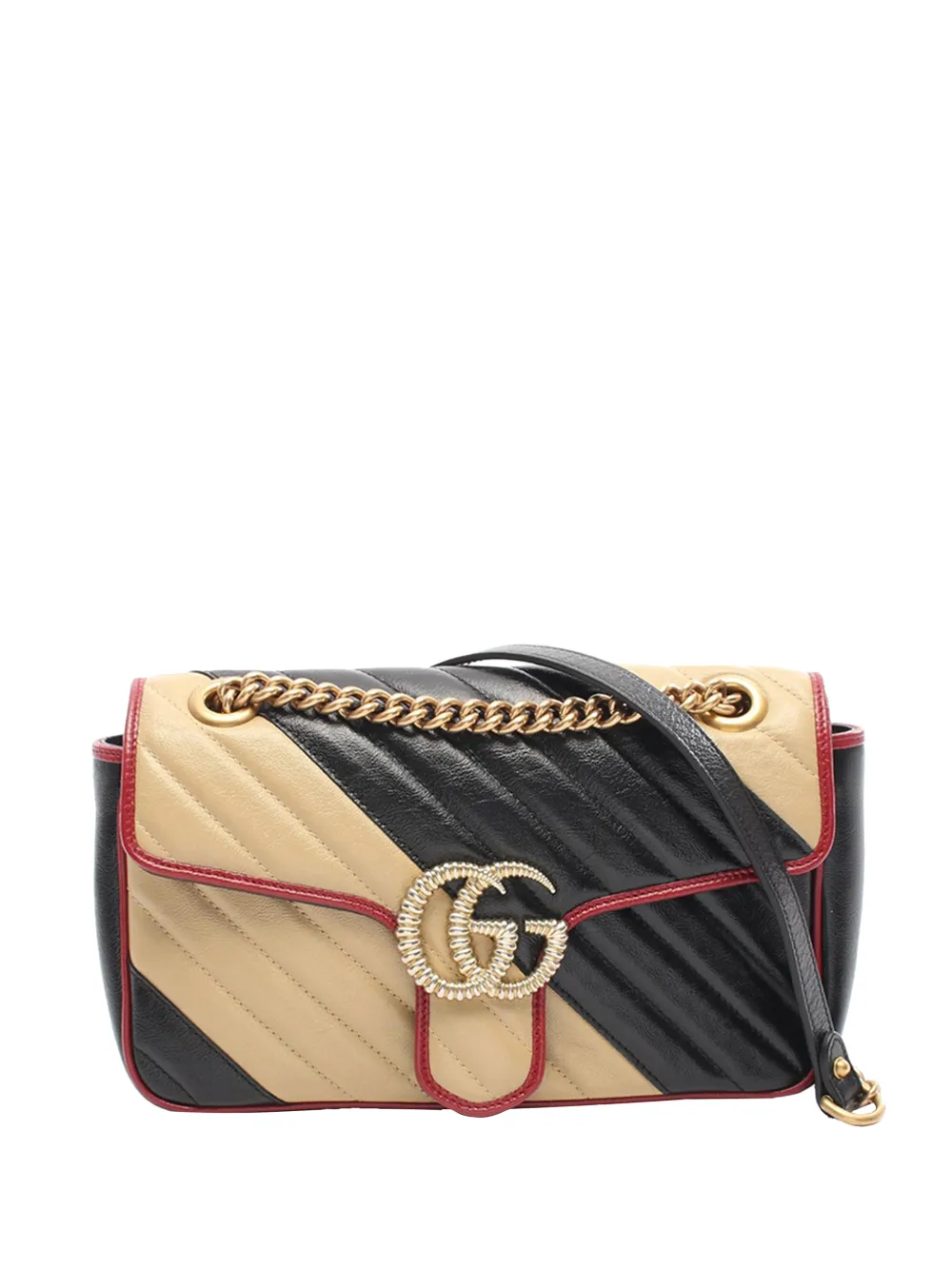 Gucci Pre-Owned 2016-2025 Small GG Marmont Bicolor Matelasse Diagonal Leather Torchon shoulder bag - Nero