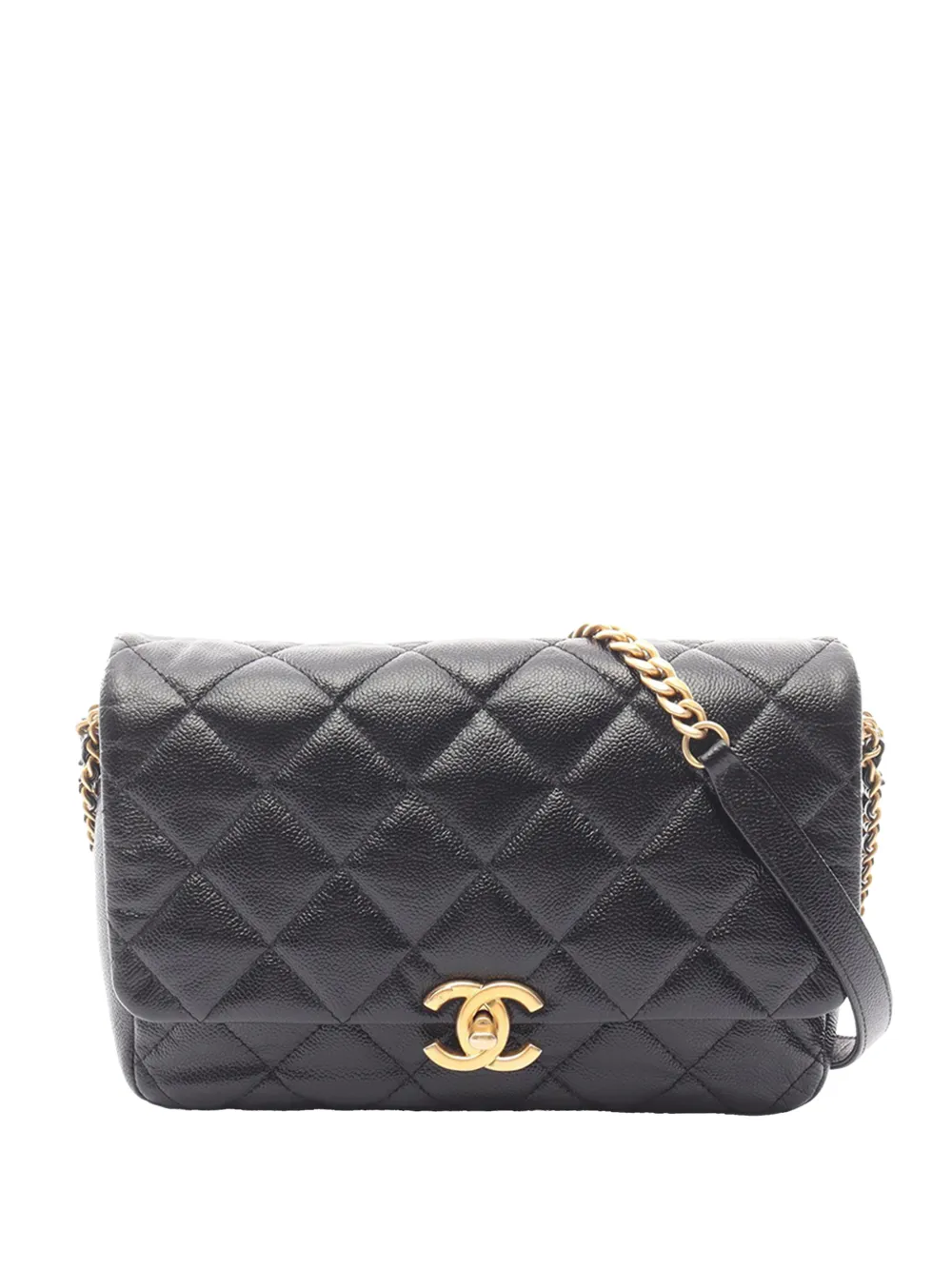 CHANEL Pre-Owned 2021-2025 CC Quilted Caviar Singe Flap shoulder bag - Nero