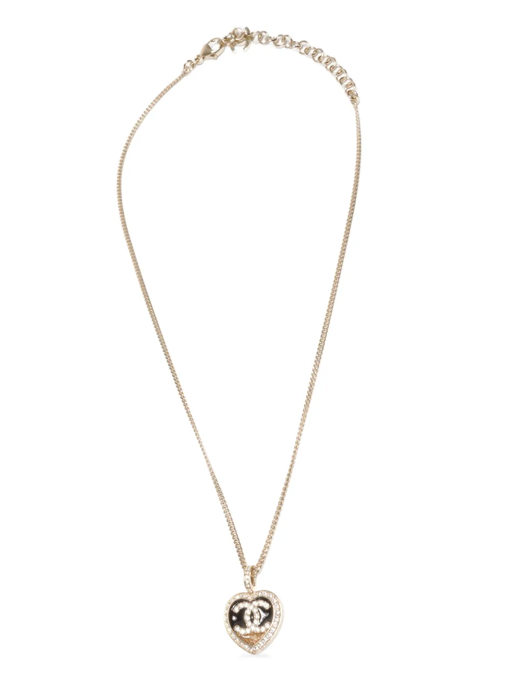 CHANEL Pre-Owned 2023 heart-shaped logo necklace - Argento