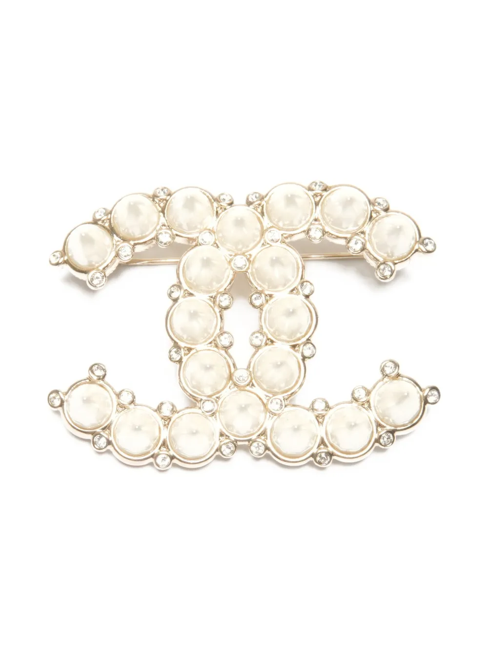 CHANEL Pre-Owned 2022 logo-shaped pearl brooch - Argento
