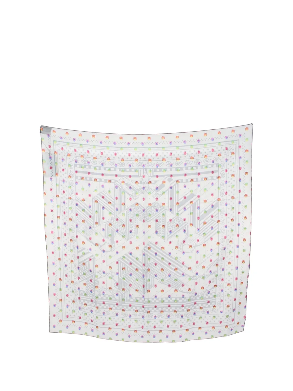 Hermès Pre-Owned 2021-2025 Sangles En Zig Zag Pois Rainbow Silk Acetate Scarf scarves - Blu