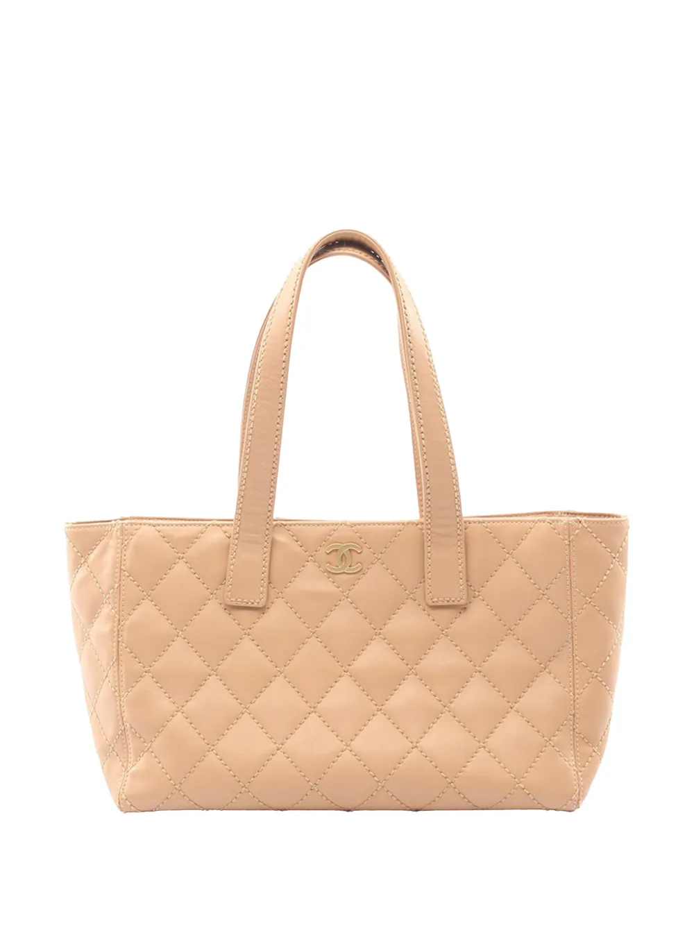 CHANEL Pre-Owned 2004-2005 CC Quilted Lambskin Wild Stitch tote bag - Marrone