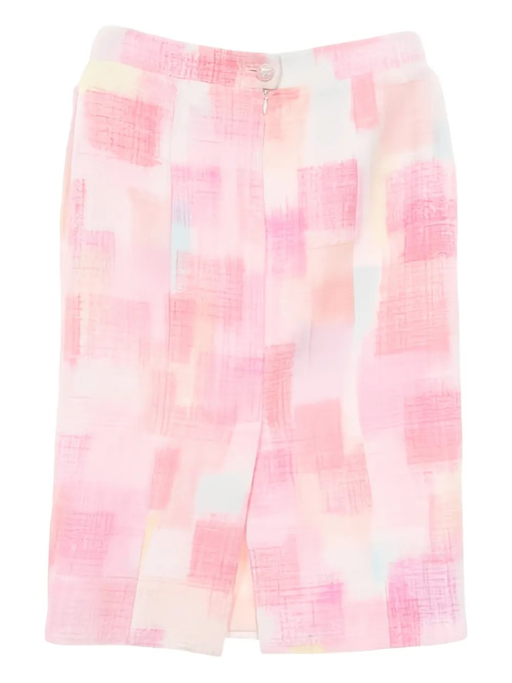 CHANEL Pre-Owned 1986-1988 logo-button tweed skirt - Rosa