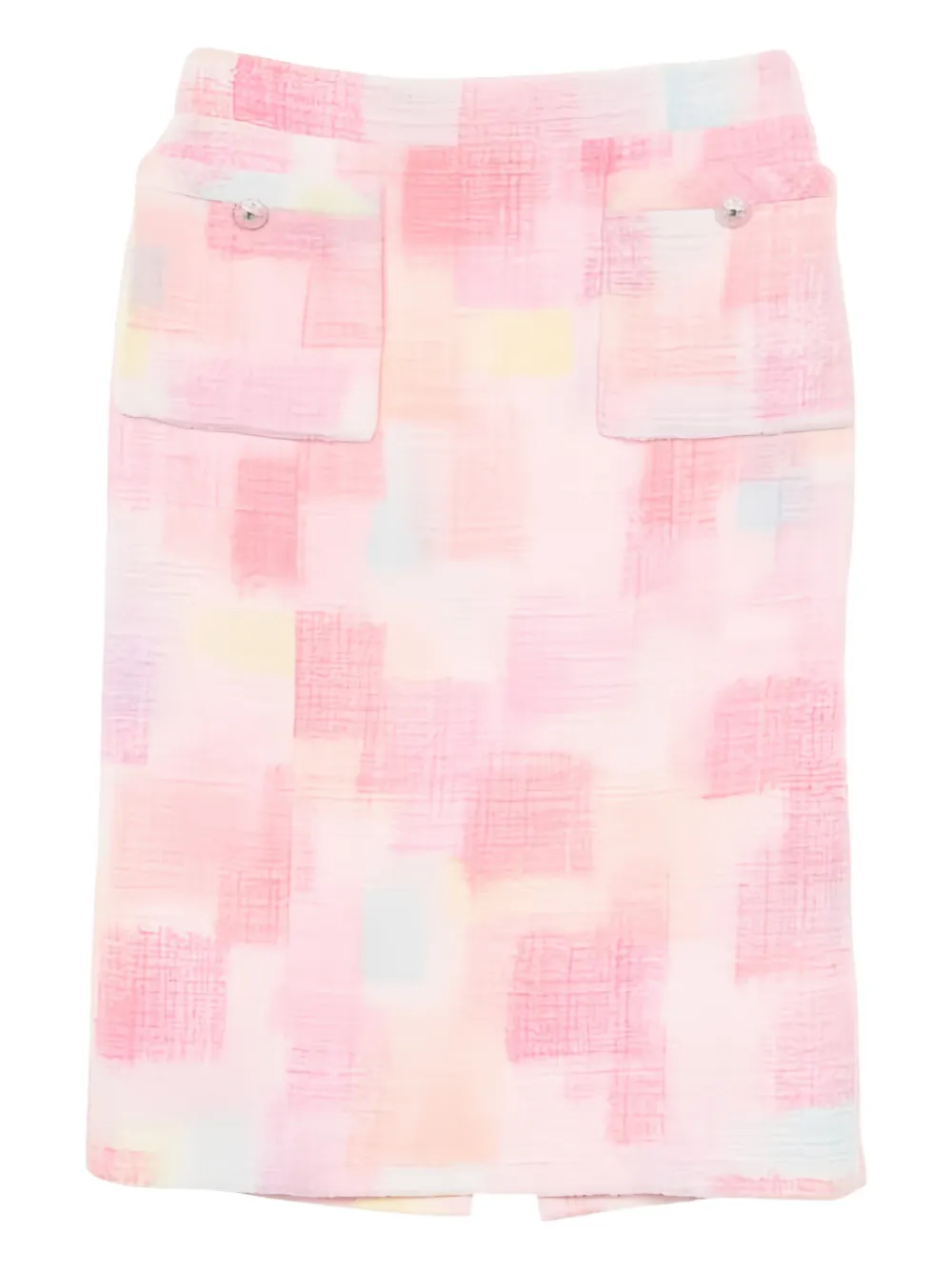 CHANEL Pre-Owned 1986-1988 logo-button tweed skirt - Roze