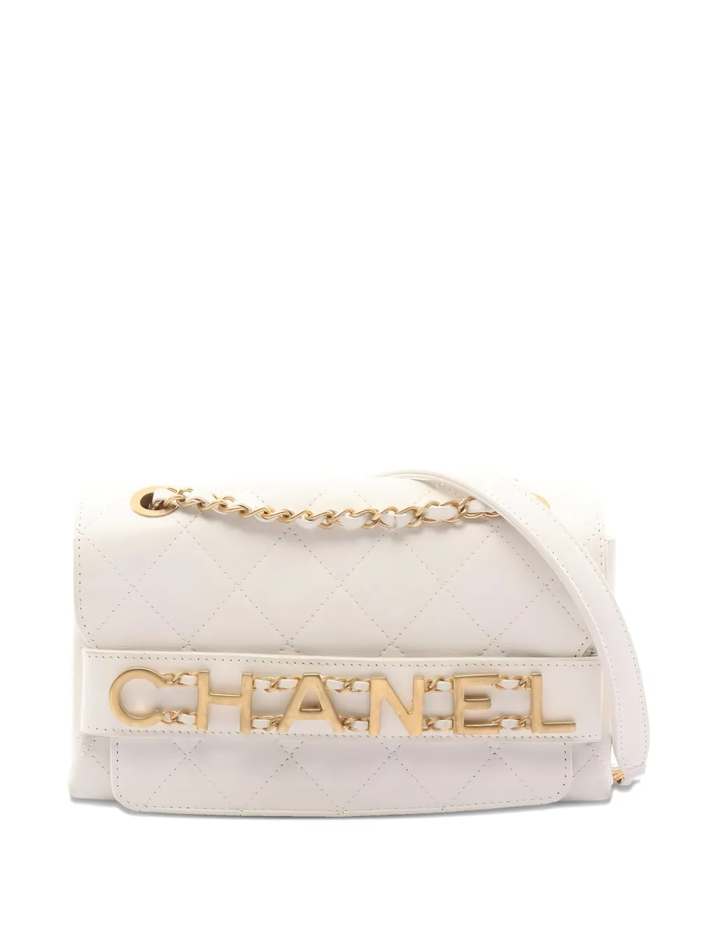 CHANEL Pre-Owned 2019 diamond-quilting double-chain shoulder bag - Bianco