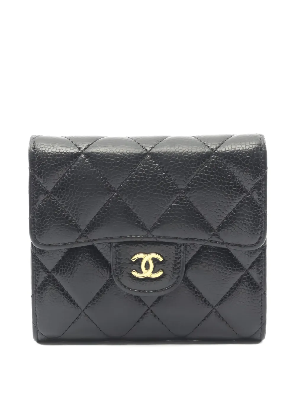CHANEL Pre-Owned 2021-2022 logo-plaque flap wallet - Nero