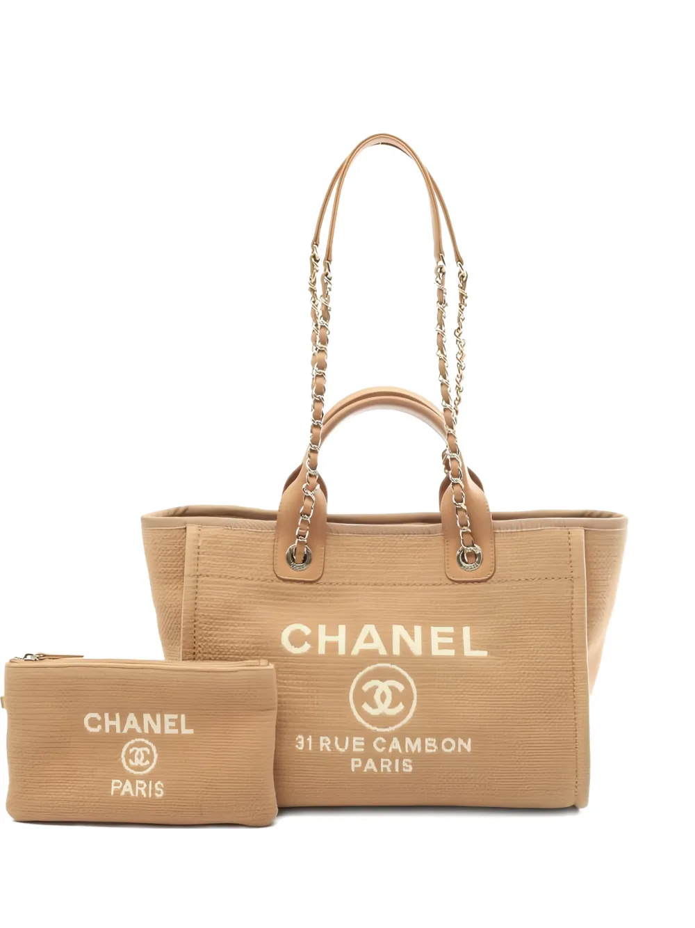 CHANEL Pre-Owned 2021 chain tote bag - Neutrals