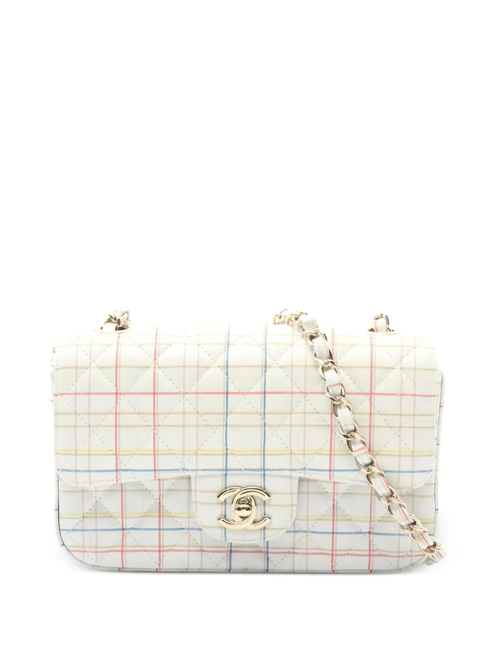CHANEL Pre-Owned 2019 mini 20 Matelasse check-pattern shoulder bag - Bianco