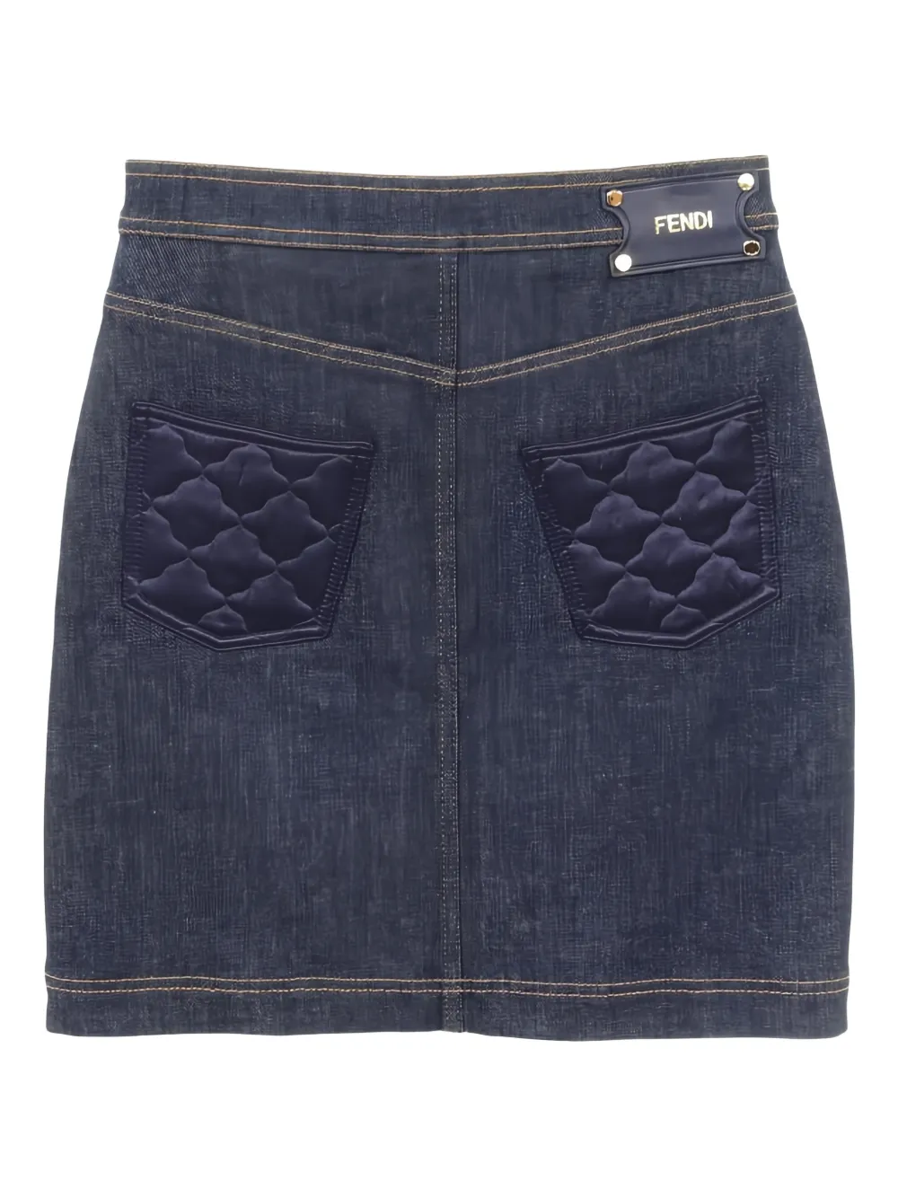 Fendi Pre-Owned quilted-detail denim skirt - Blauw