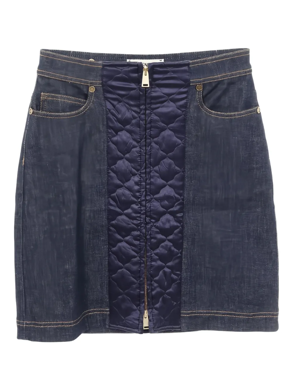 Fendi Pre-Owned quilted-detail denim skirt - Blu