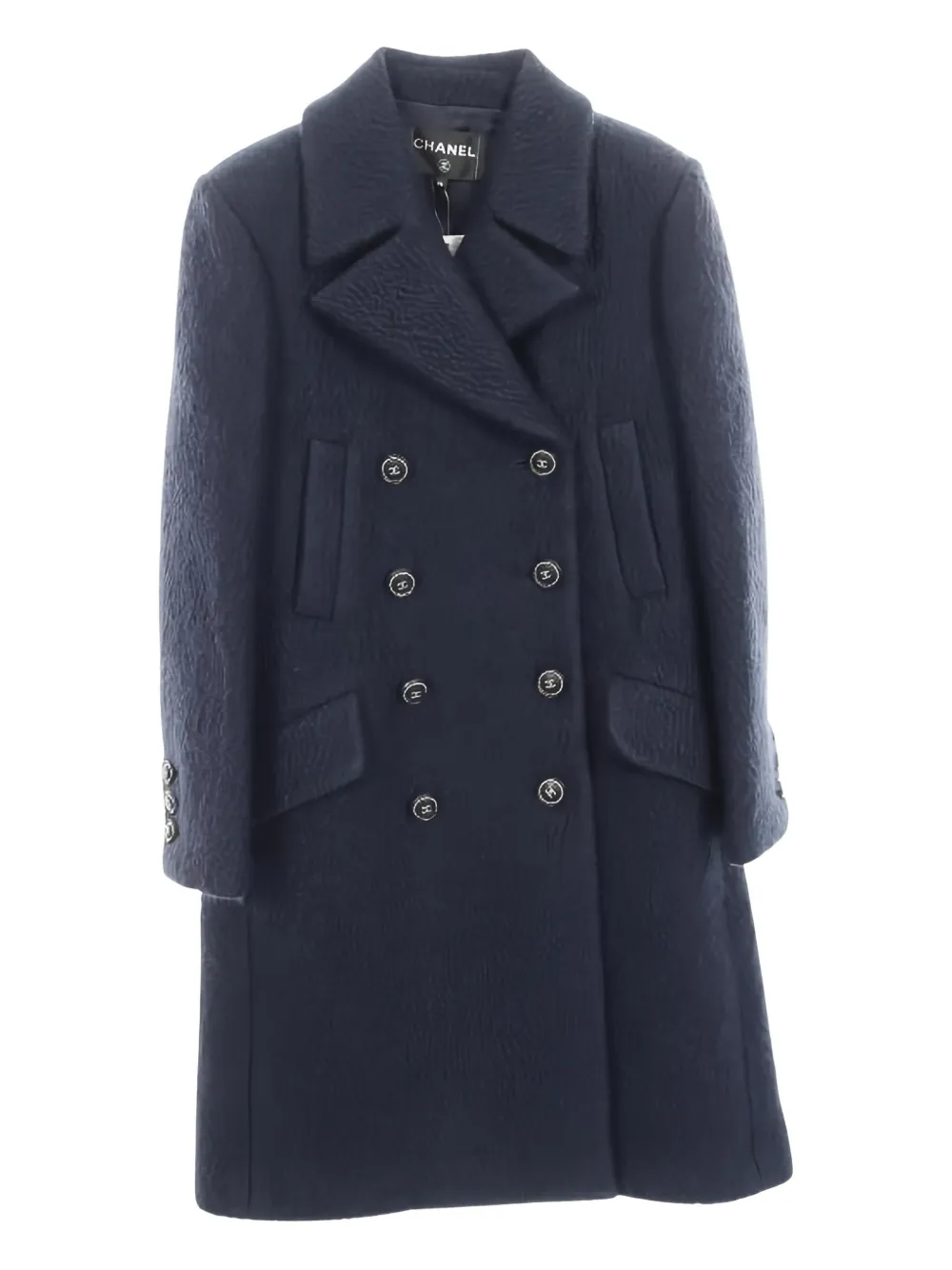 CHANEL Pre-Owned 1986-1988 double-breasted wool coat - Blue