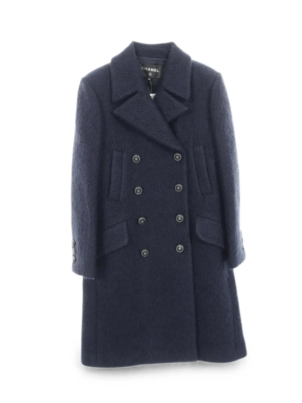 CHANEL Pre-Owned 1986-1988 double-breasted wool coat - Blue