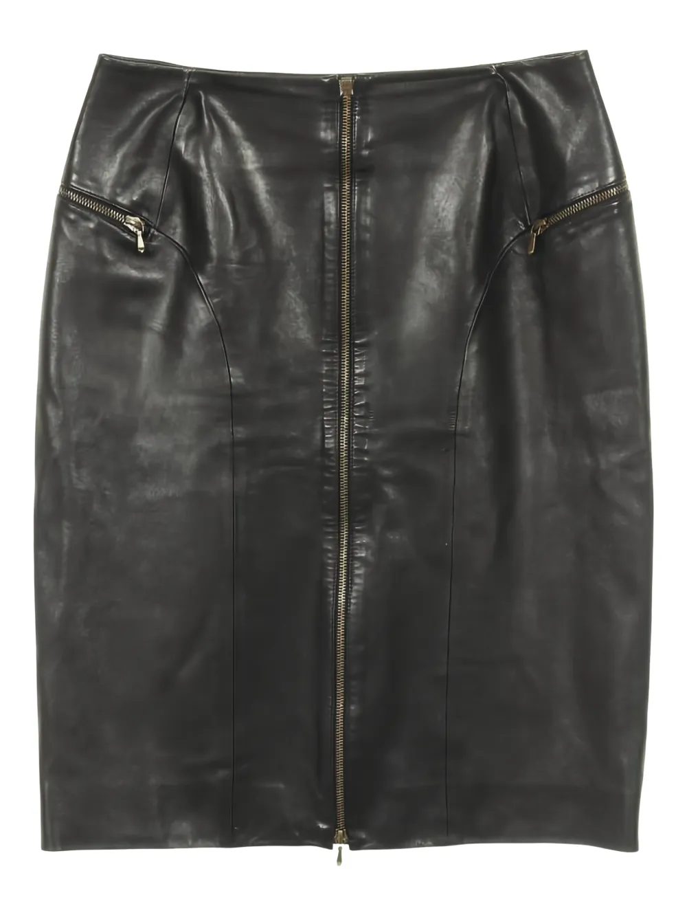 Christian Dior Pre-Owned zip-up leather skirt - Nero