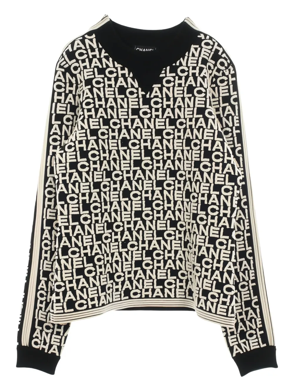 CHANEL Pre-Owned 1986-1988 logo-pattern sweater - Nero