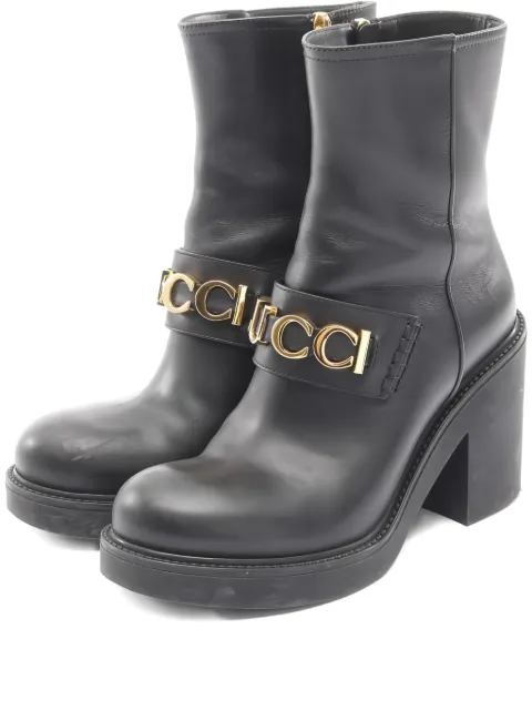 Gucci Pre-Owned logo-detail leather boots