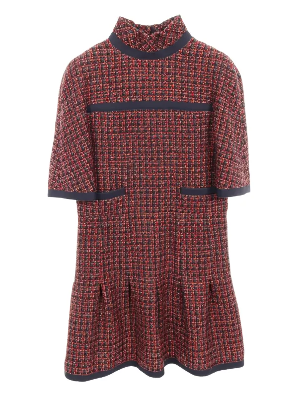 chanel red tweed dress C H A N E L tweed flare dress India's first tweed dress in a big flare pattern! imported korean tweed, limited pieces only. Complete luxury piece, comes with- premium gold detailing