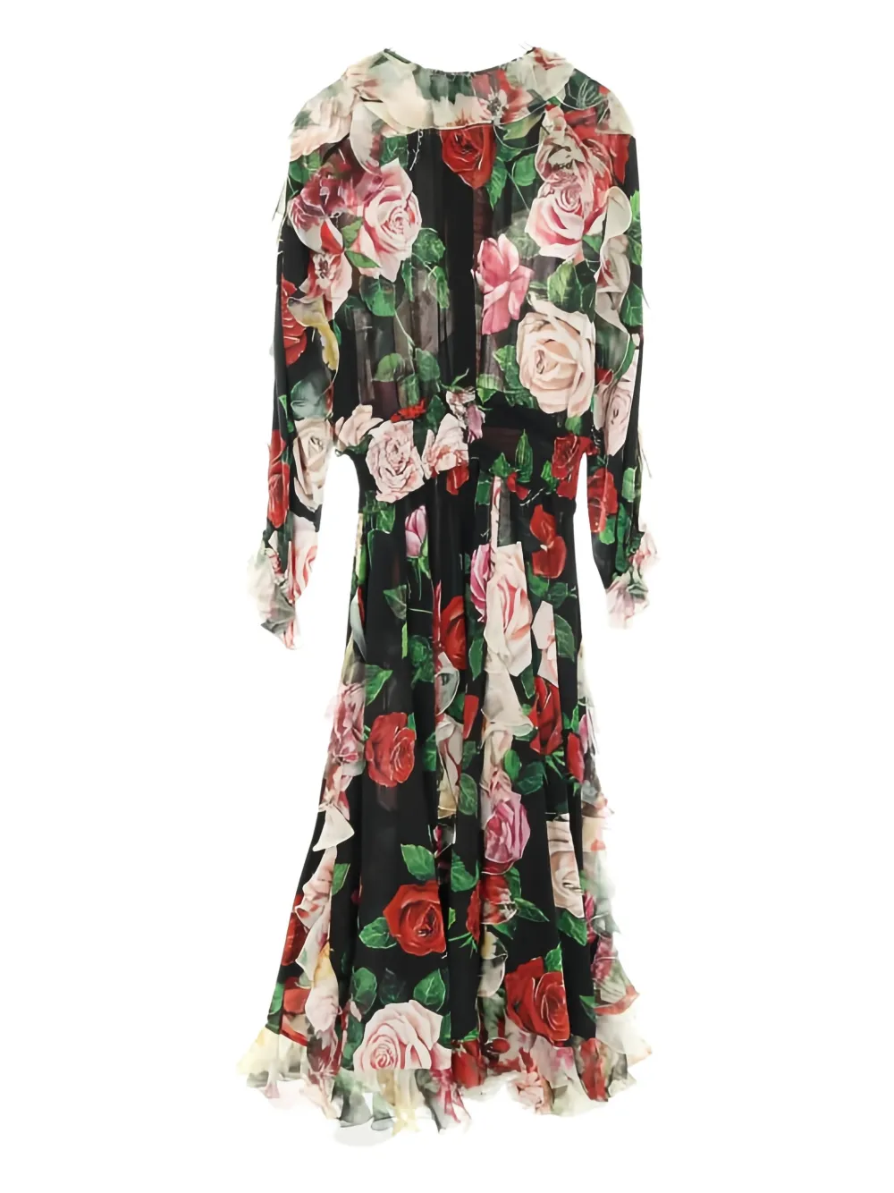 Dolce & Gabbana Pre-Owned 2010s chiffon rose floral pattern maxi dress - Zwart