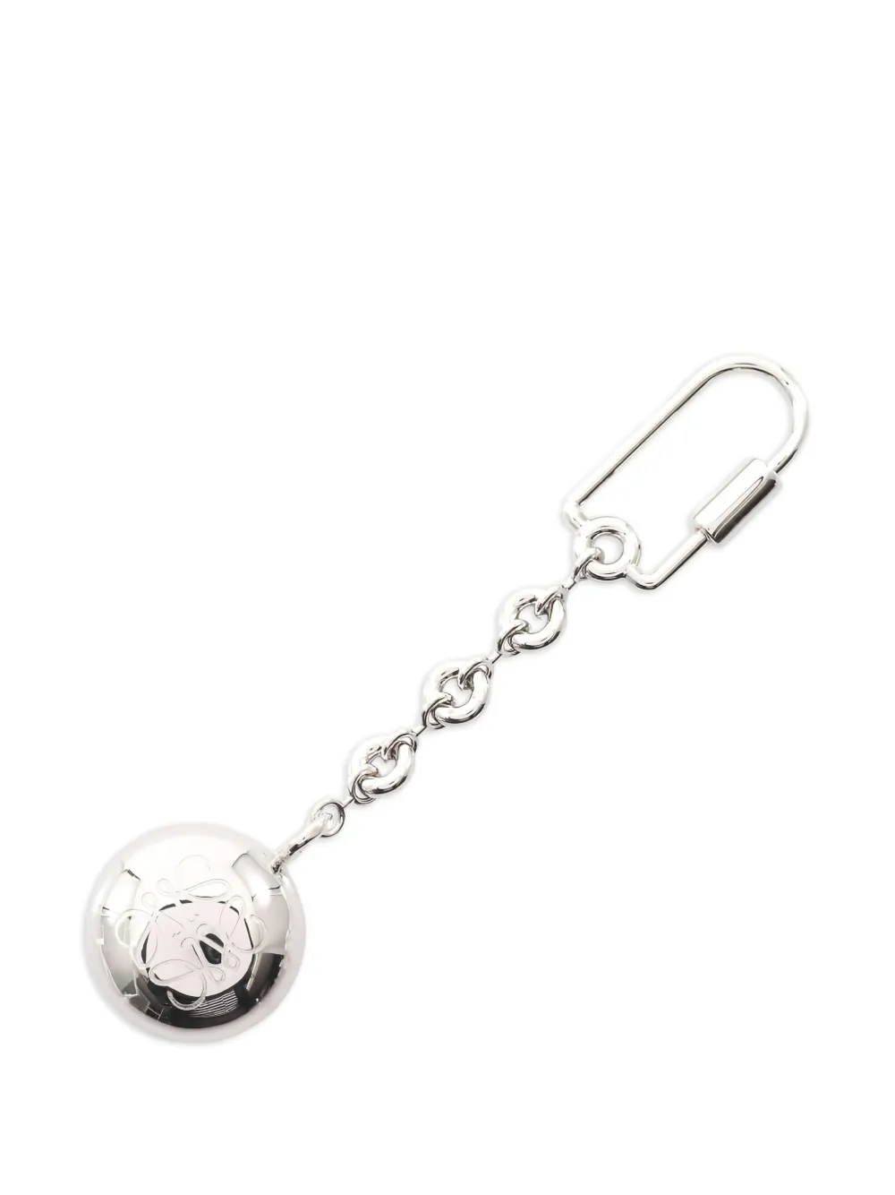 Pre-owned Loewe 2020s Anagram Pebble Key Ring In Silver