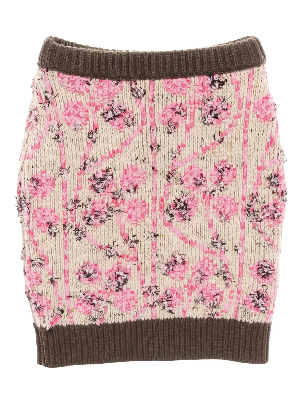 CHANEL Pre-Owned 1986-1988 floral-pattern knit skirt - Nude