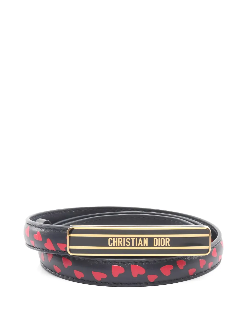 Christian Dior Pre-Owned 2010s I Love Paris heart-pattern leather belt - Nero