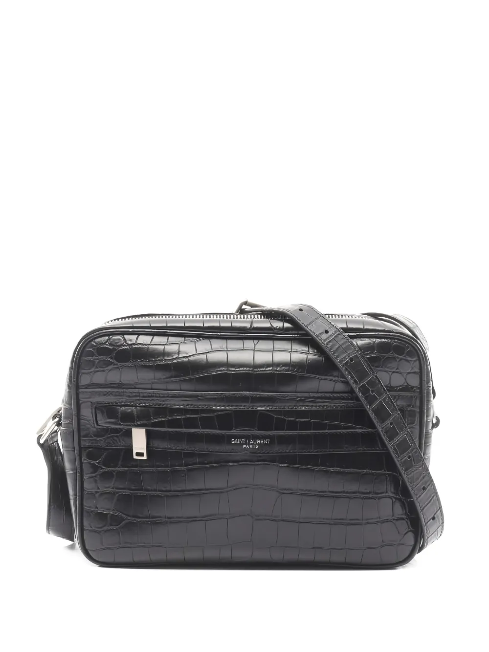 Saint Laurent Pre-Owned Borsa a tracolla con effetto coccodrillo goffrato - Nero