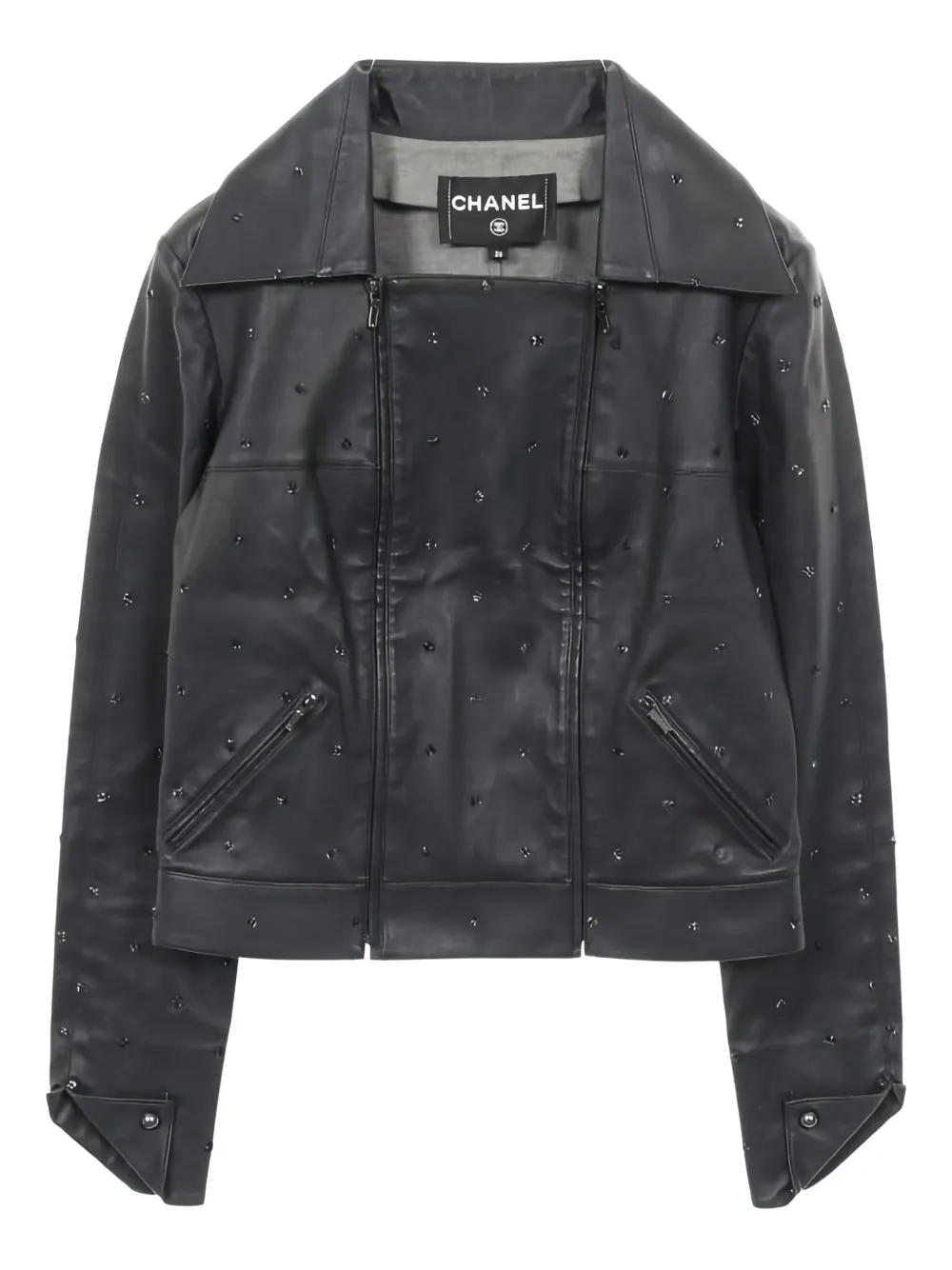 CHANEL Pre-Owned 1986-1988 embroidery leather jacket - Schwarz
