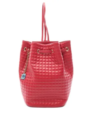 celine red quilted leather small backpack Cline Outer Zipped Pocket On Front Celine Backpacks for Women |