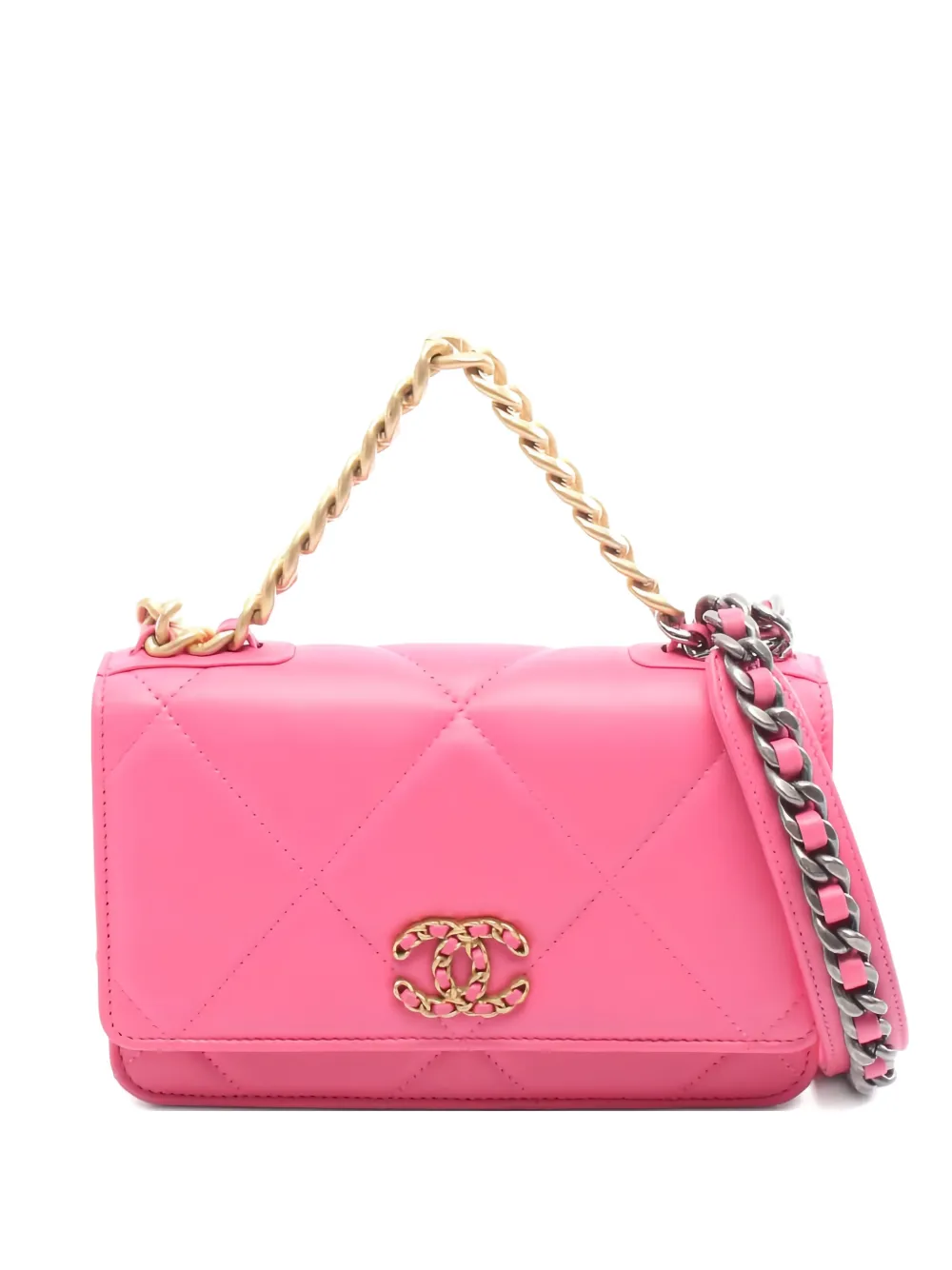 CHANEL Pre-Owned 2021 19 Dizeneuf quilted chain-strap mini bag - Rosa