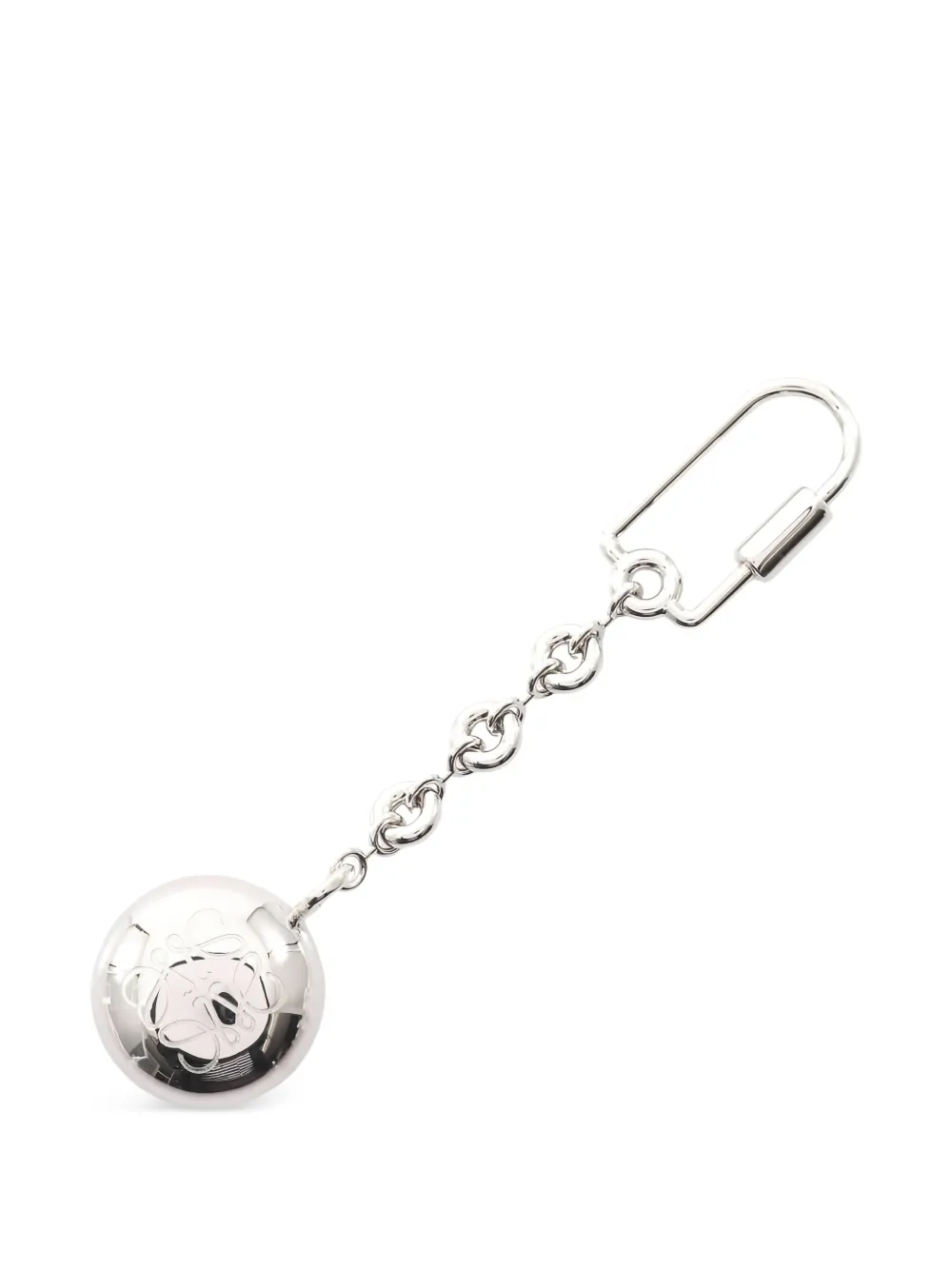 Pre-owned Loewe 2020s Anagram Keyring In Silver