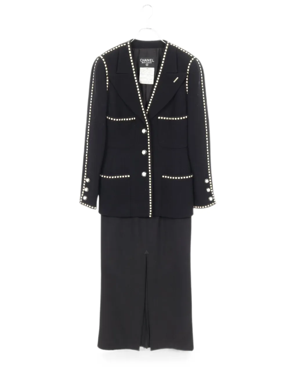 CHANEL Pre-Owned camellia button skirt suit - Black