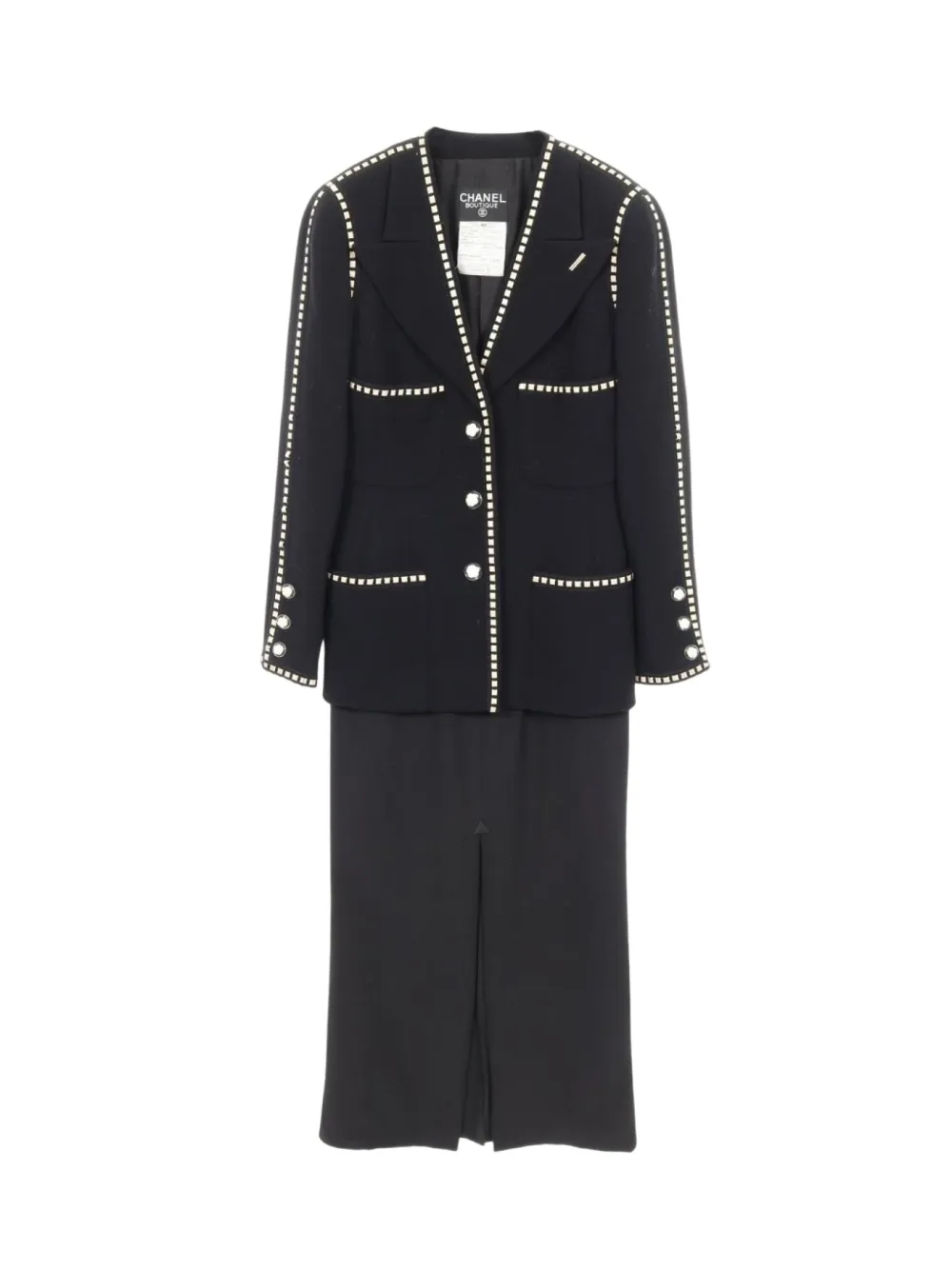CHANEL Pre-Owned camellia button skirt suit - Nero