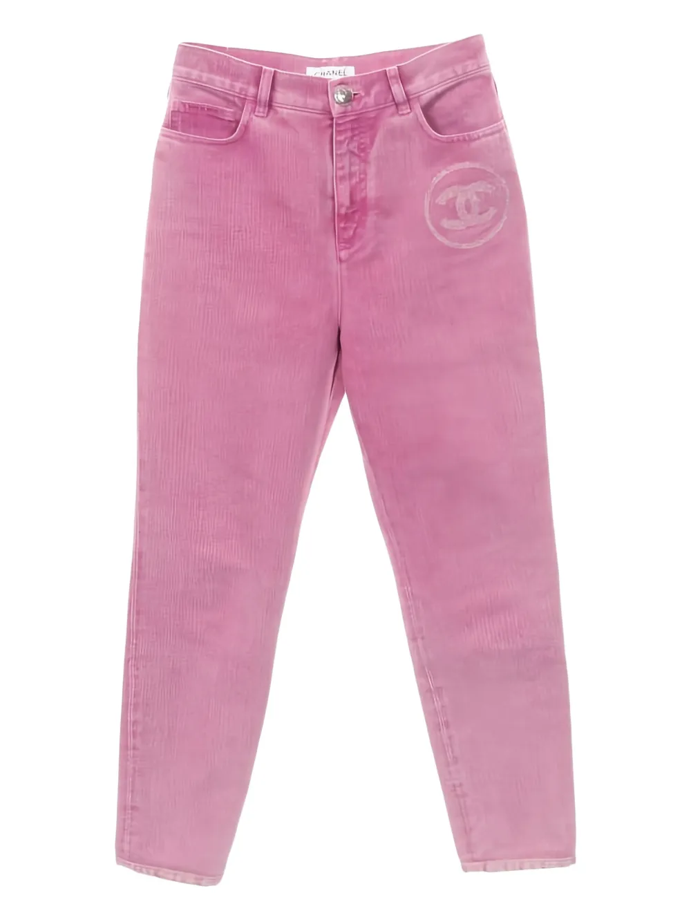 CHANEL Pre-Owned 1986-1988 logo-detail denim jeans - Rosa