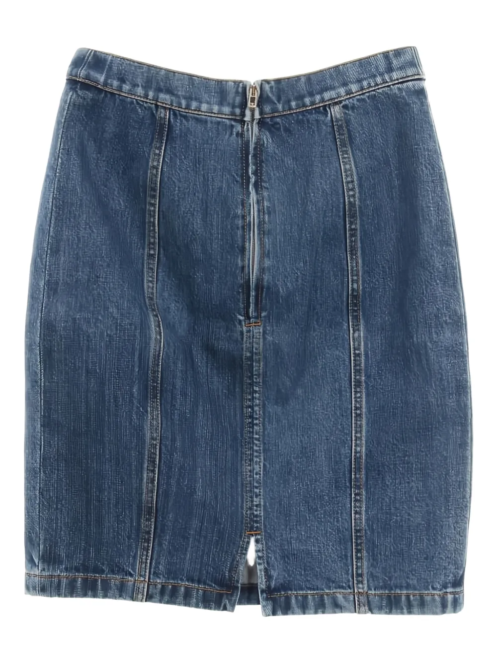 CHANEL Pre-Owned 1986-1988 zip-detail denim skirt - Blu