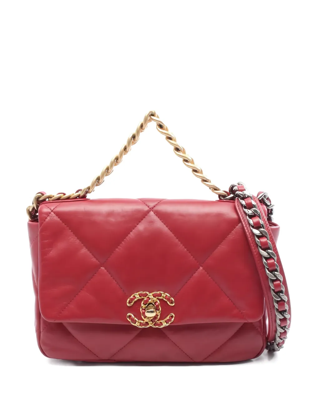 CHANEL Pre-Owned 2020-2021 19 Dizeneuf Matelasse chain shoulder bag - Red