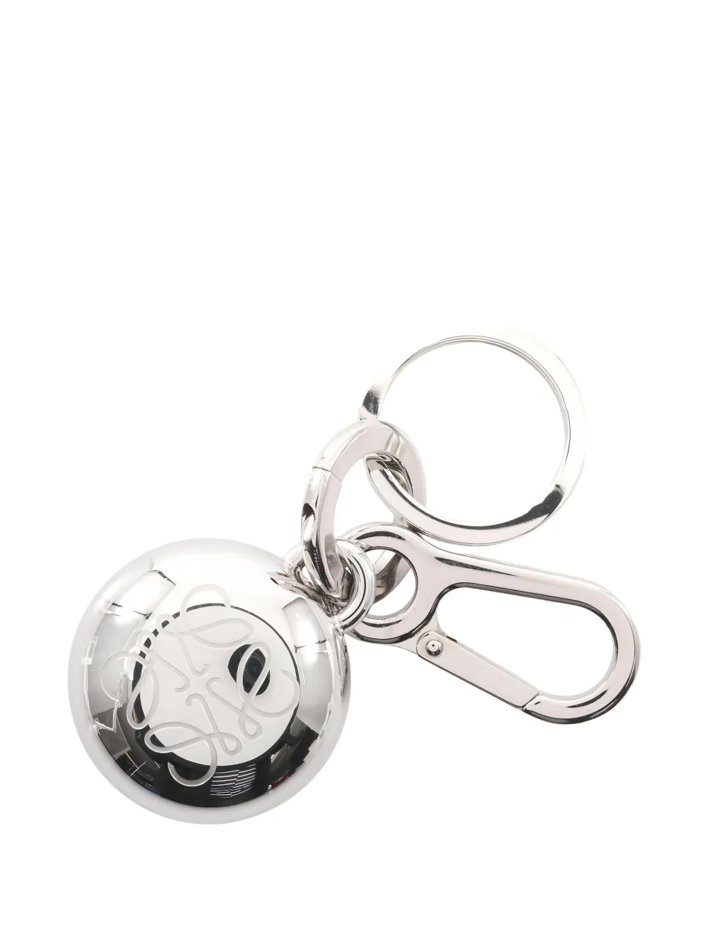 Pre-owned Loewe 2020s Anagram Keyring In Silver