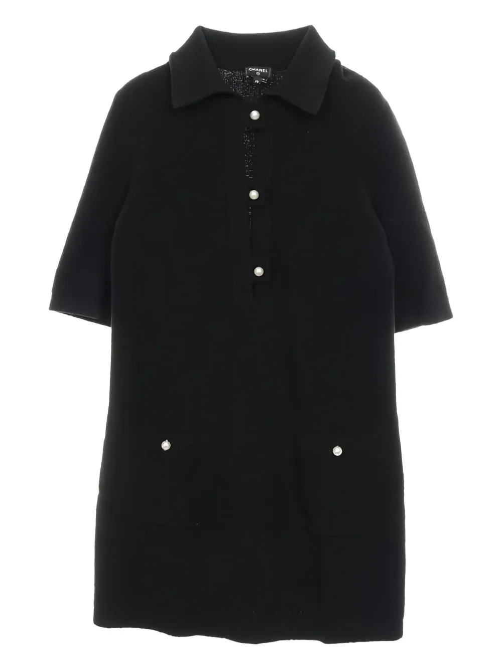 CHANEL Pre-Owned faux-pearl button dress - Black