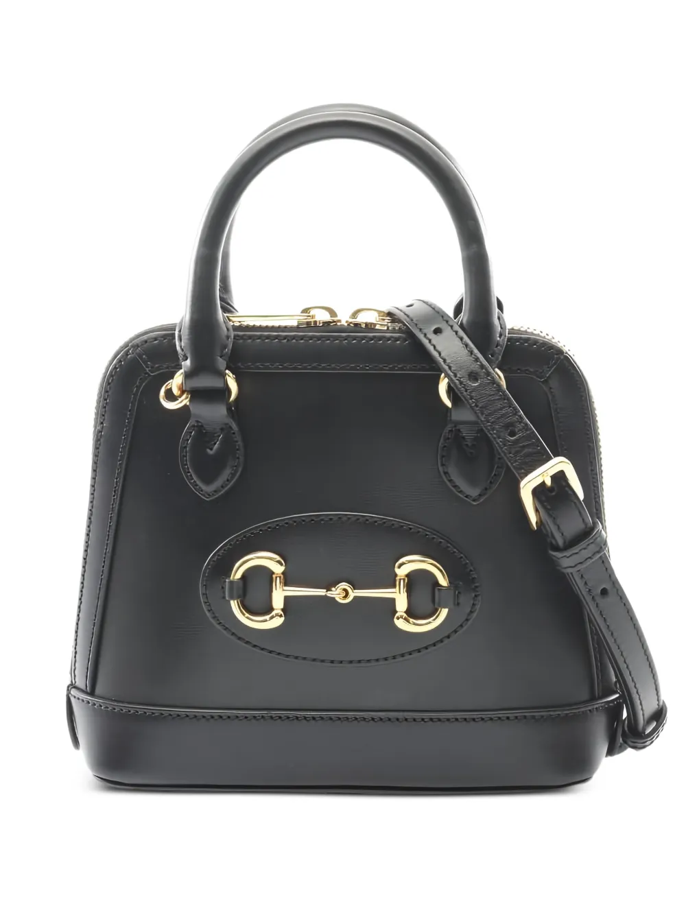Gucci Pre-Owned 1955 mini horsebit-detail leather tote bag - Nero