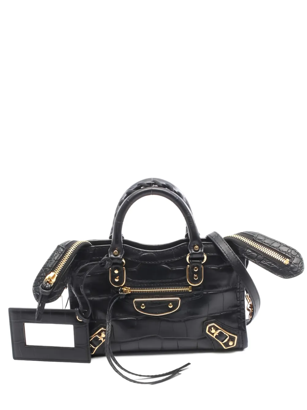 Balenciaga Pre-Owned 2010s mini City croc-embossed tote bag - Nero