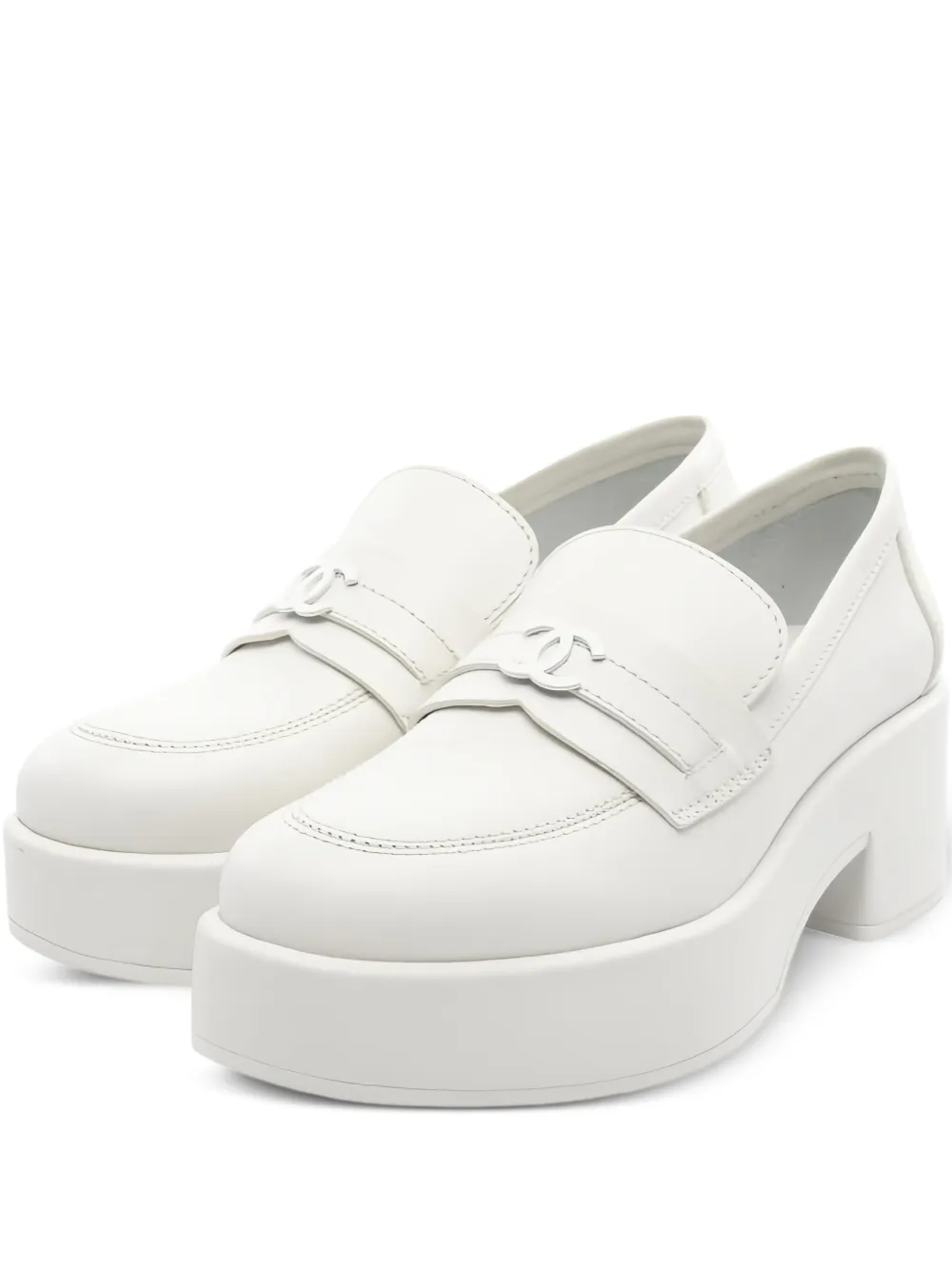 CHANEL Pre-Owned leather platform loafers - Weiß