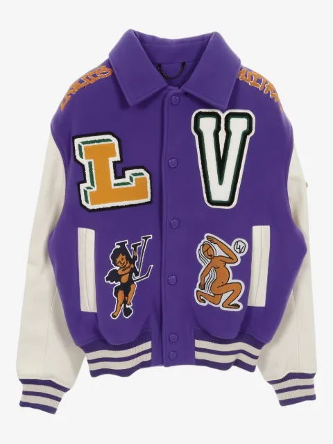 Louis Vuitton Pre-Owned 2010s multi-patch leather varsity jacket 