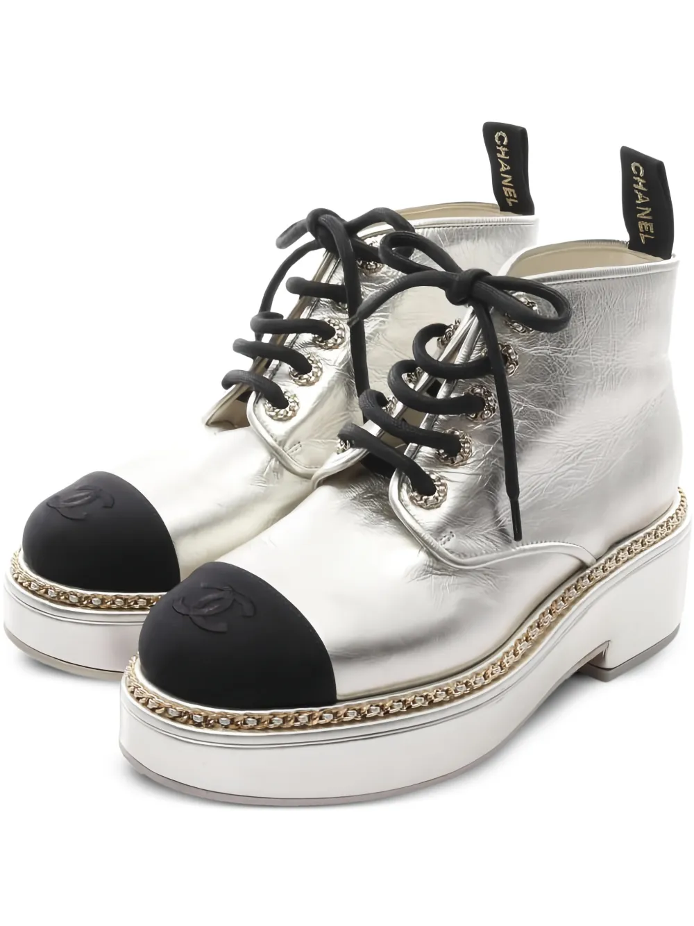 CHANEL Pre-Owned 1986-1988 toe-cap boots - Silber