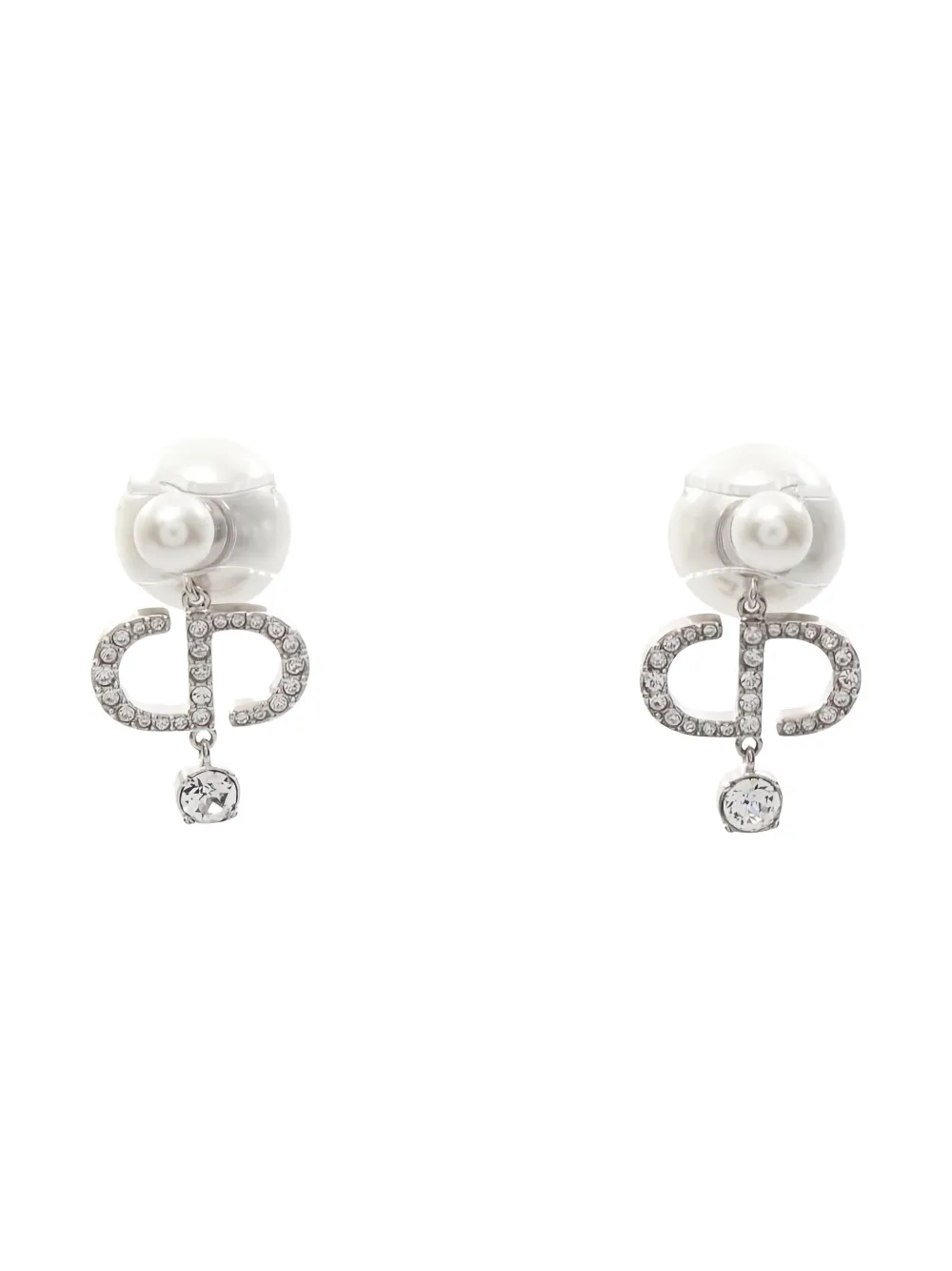 Christian Dior Pre-Owned 20s Tribales rhinestone earrings - Argento