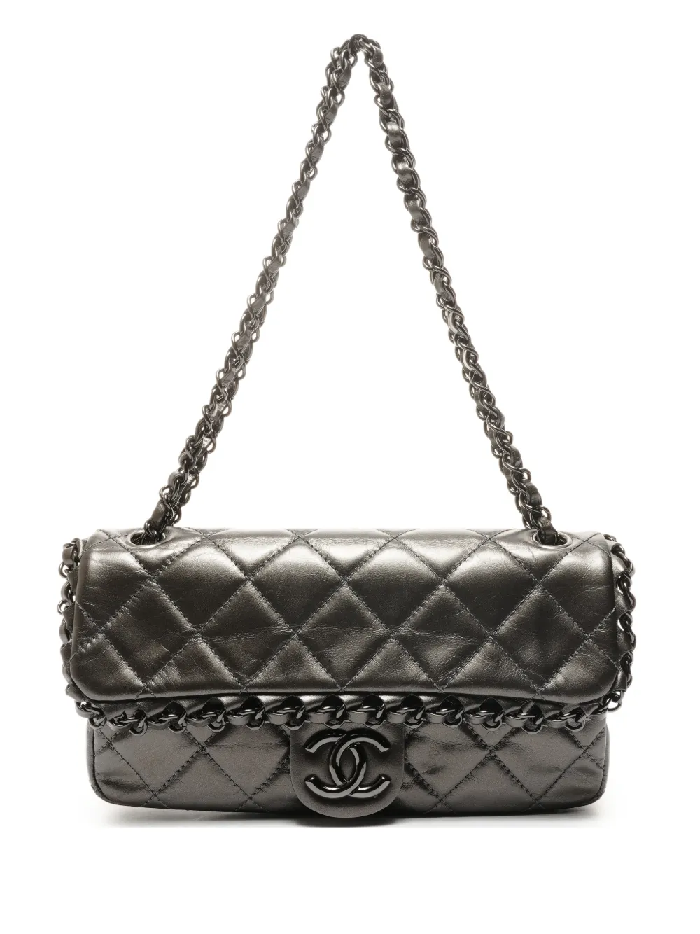 CHANEL Pre-Owned 2012 Flap chain shoulder bag - Grigio