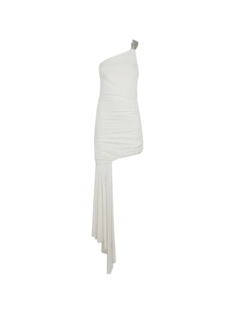 Amen crystal-embellished ruched asymmetric dress