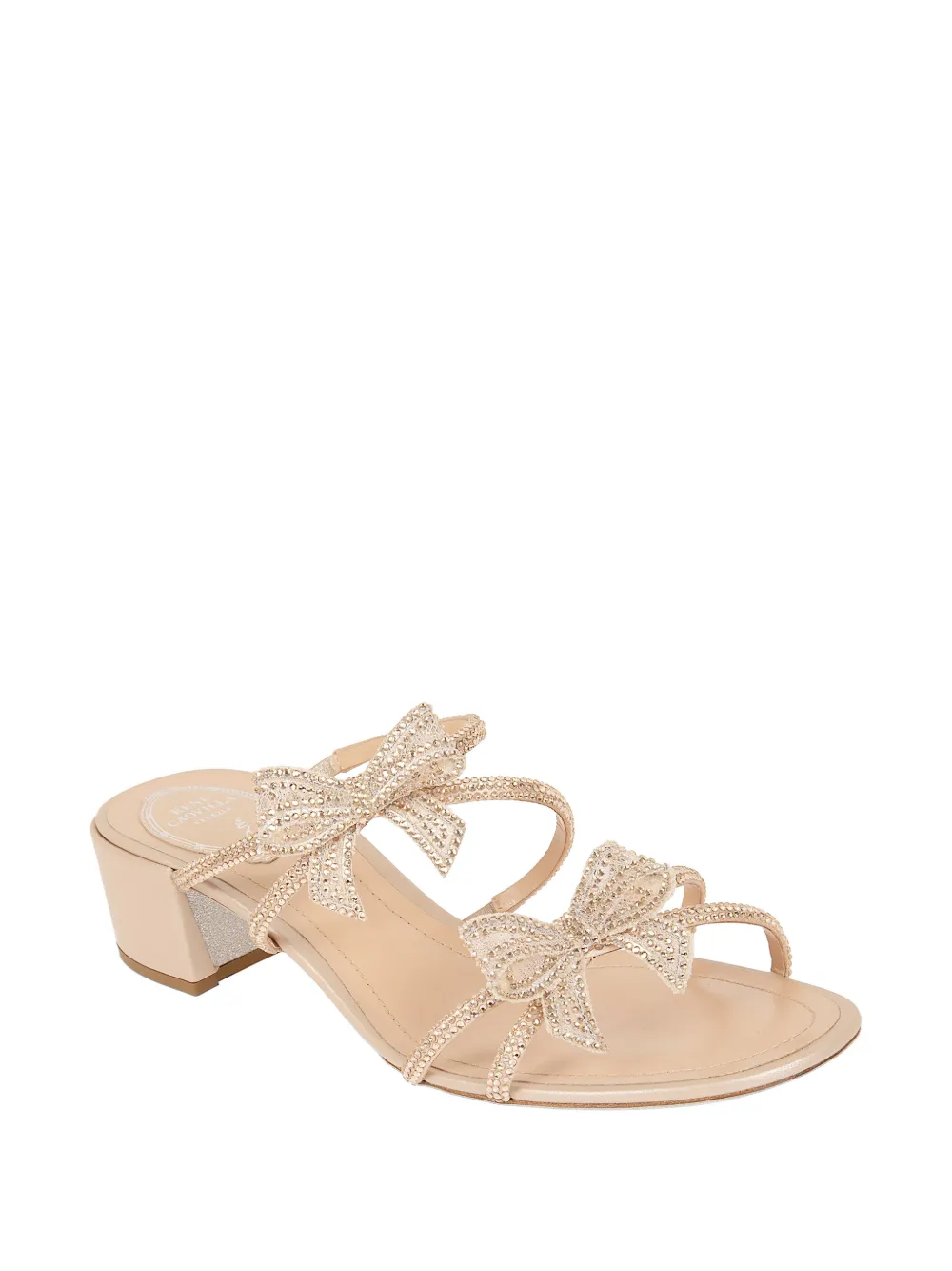 René Caovilla crystal-embellished bow sandals Beige