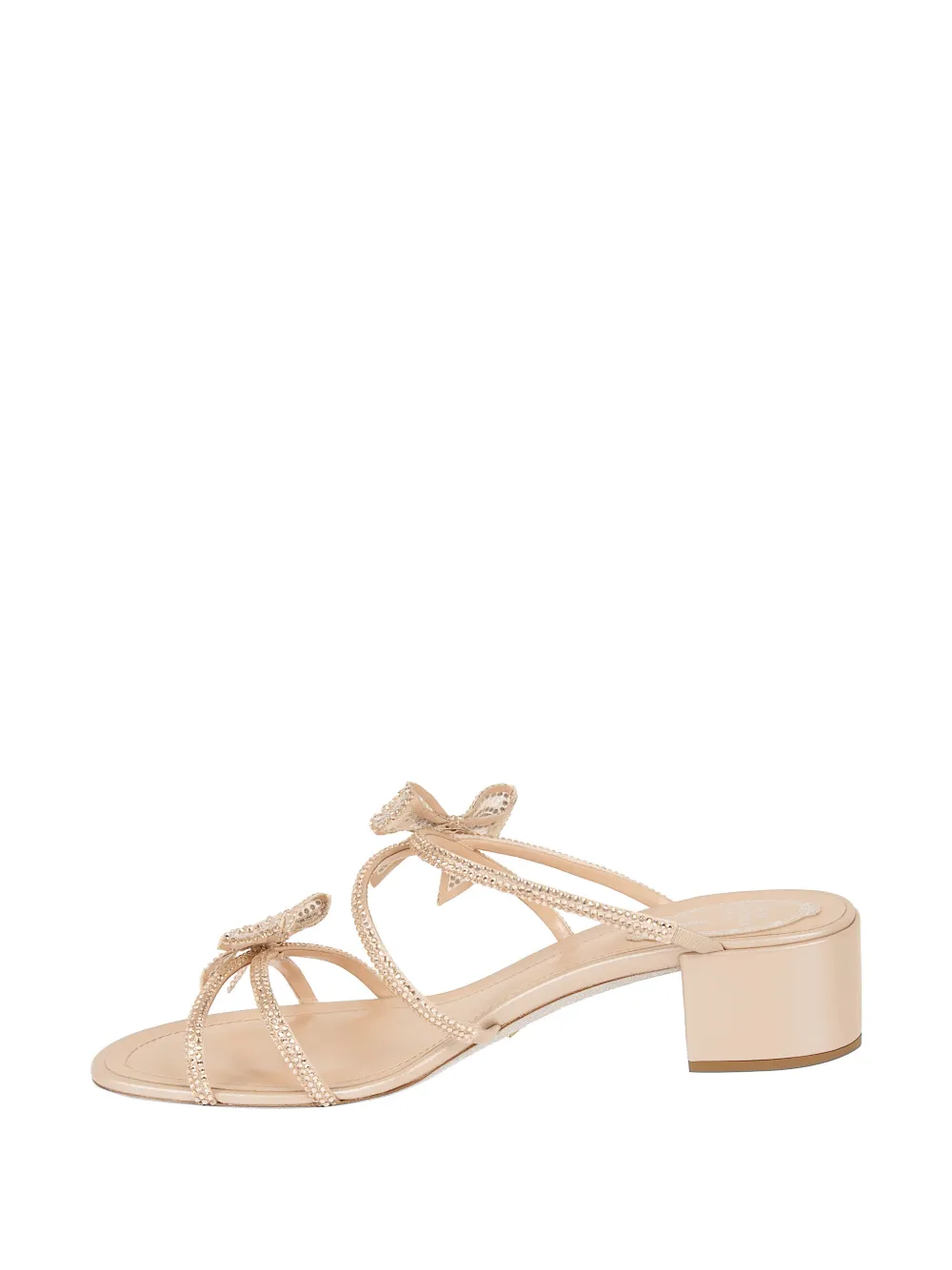 René Caovilla crystal-embellished bow sandals Beige